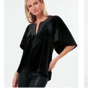 NWT Pomander Place Black Velvet Finley Flutter Sleeve Top Small
